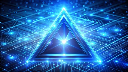 A luminous triangular prism, suspended within a mesmerizing network of glowing lines, symbolizing the interconnectedness of digital information and the power of technology.