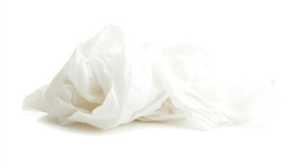Single tissue sheet isolated on a clean white background, representing a soft and hygienic disposable paper product. The image captures the simplicity and purity of a neatly folded tissue