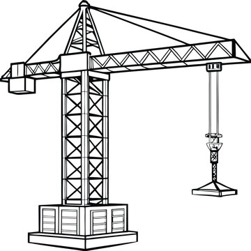 recommend clip art: Building cranes line art illustration on white background.