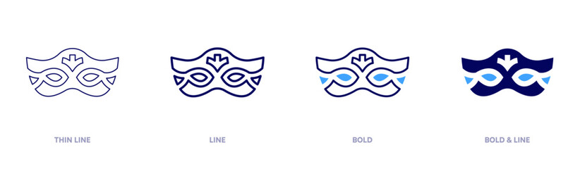 Historical carnival mask icon in 4 different styles. Thin Line, Line, Bold, and Bold Line. Duotone style. Editable stroke