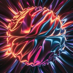 Obraz premium Dynamic fluid gradient techno sphere. Mesmerizing 3D effect sphere pulsating with vibrant colors, blending light and shadows for captivating and futuristic visual spectacle