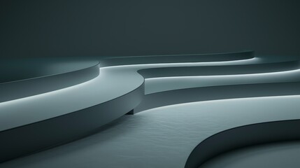 Wallpaper Abstract modern architecture featuring a curved empty space illuminated with neon lights