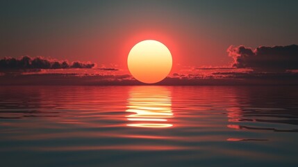 Obraz premium Minimalist Sunrise Over Calm Horizon at Dusk