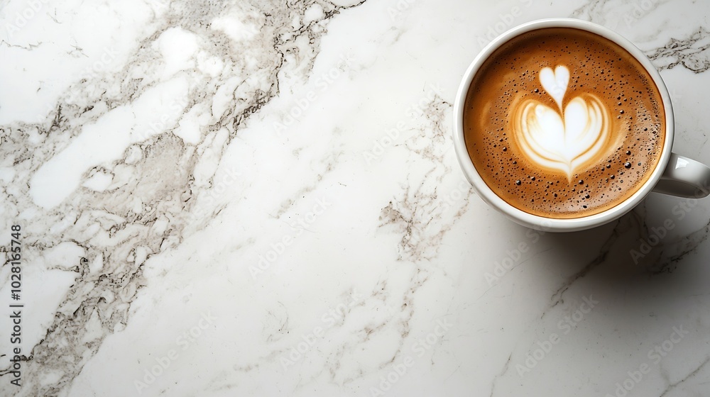 Poster coffee with indonesian flag on marble table close up top view : generative ai