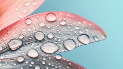 Dew Drops on a Pink Flower Petal