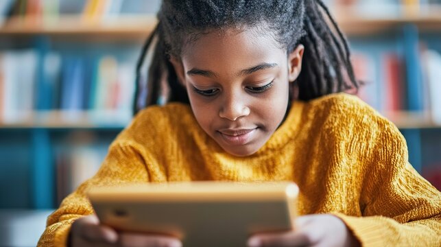A student using an educational app on a tablet to solve math problems.