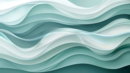 Obraz premium Wallpaper Abstract background forming a green and white wavy pattern, ideal for wallpapers