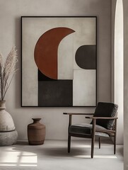 Modern interior with abstract art piece