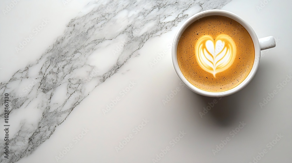 Poster cup of coffee with brazilian flag on marble table close up top view : generative ai