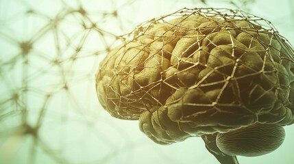 Close-up of human brain with intricate neural pathways, symbolizing cognitive biases and complex thought processes, ideal for educational or scientific presentations.