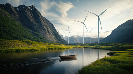 Ancient River Navigation with a Single Boat and Wind Turbines