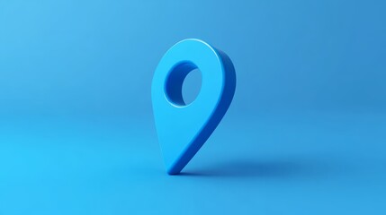 D Blue Location Pin Icon on Blue Background
