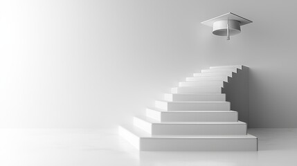 Fototapeta premium Elegant Staircase Leading to Graduation Cap