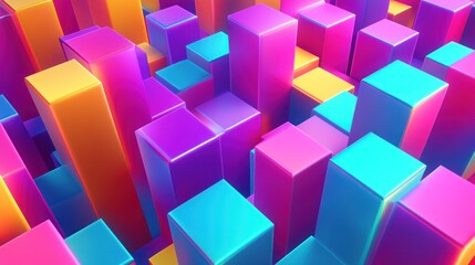 Abstract Colorful 3D Geometric Shapes