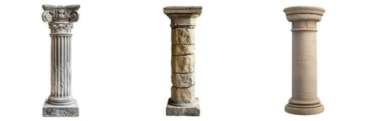 A stone column  isolated on transparent background 