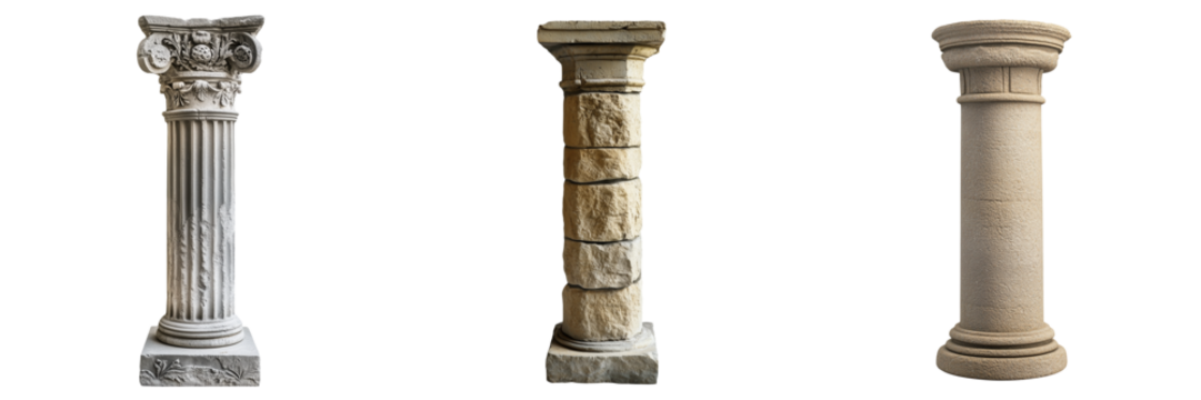A stone column  isolated on transparent background 