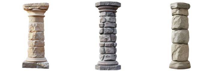 A stone column  isolated on transparent background 