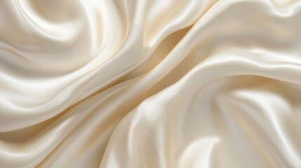 Smooth Cream Satin Fabric Drape Background Texture
