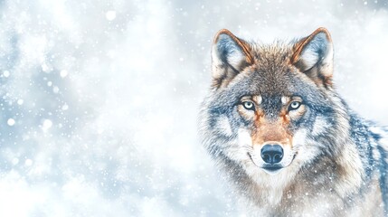 Obraz premium Wolf in snow, white isolate background