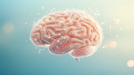 Obraz premium Close-up of human brain with intricate neural pathways, symbolizing cognitive biases and complex thought processes, ideal for educational or scientific presentations.