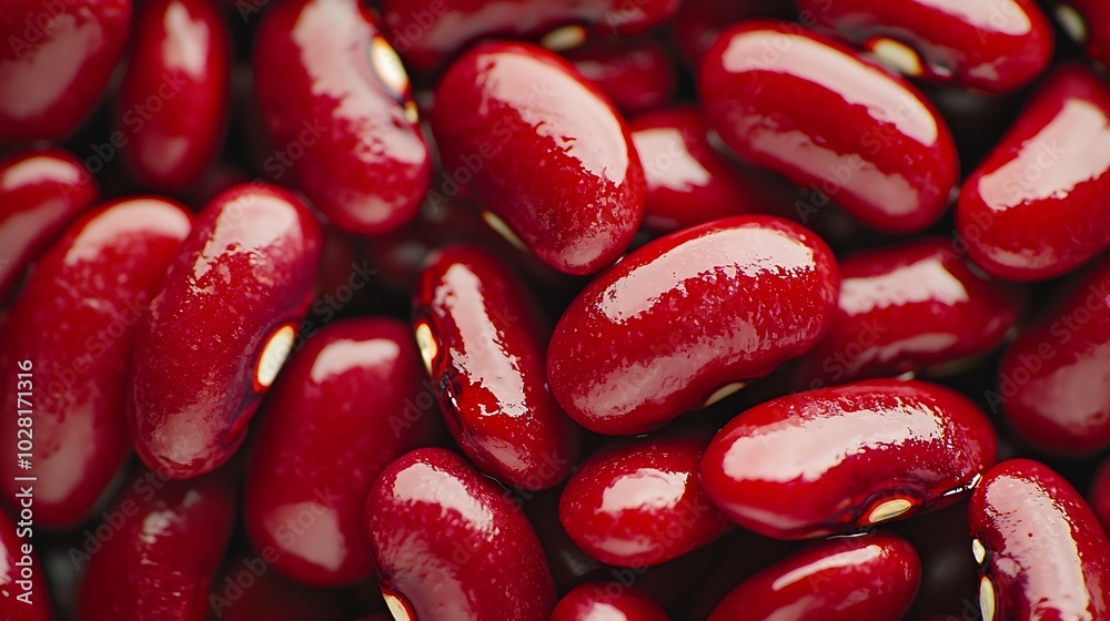 Poster red kidney beans lentil top view copy space : generative ai