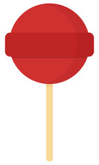 Flat icon of lollipop on stick isolated on white background.