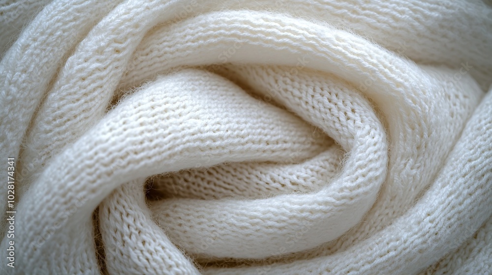 Aufkleber knitted white scarf pattern background top view copy space : generative ai