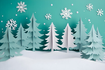 Obraz premium Papercraft art stock image of a winter wonderland