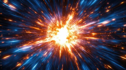 Cosmic explosion: Big Bang marks the origin of the universe, that set forth expansion of space, time, matter, leading to birth of galaxies, stars, planetary systems.