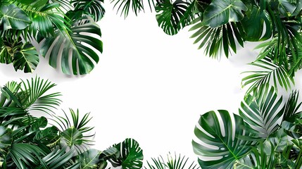 A green jungle with white background, symmetrical composition, green plants, green stripes and lines creating a 3d effect, Generative AI illustratiions.