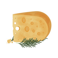 Vector Illustration Logo Clipart slice of Fresh Cheese Emmental Cheese 