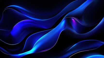 Obraz premium Abstract waves of blue light on a dark background, flowing and dynamic design