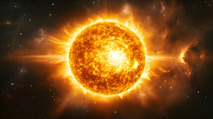 Obraz premium Sun in Space with Stars.