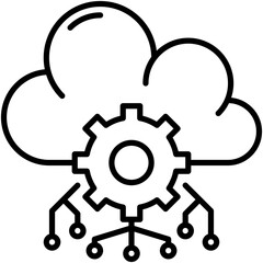 API Icon. Cloud Data Programming Pictogram Graphic Illustration. Isolated Simple Line Icon For Infographic, App and Web Button.