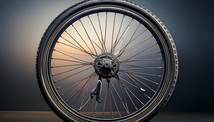 Fototapeta premium bicycle wheel on black background