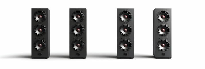 Obraz premium Black Speaker Set on White Background.