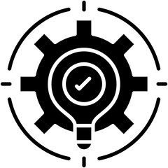 Operate Icon. Cycle Gear Configuration Pictogram Graphic Illustration. Isolated Simple Solid Icon For Infographic, App and Web Button.