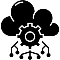 API Icon. Cloud Data Programming Pictogram Graphic Illustration. Isolated Simple Solid Icon For Infographic, App and Web Button.