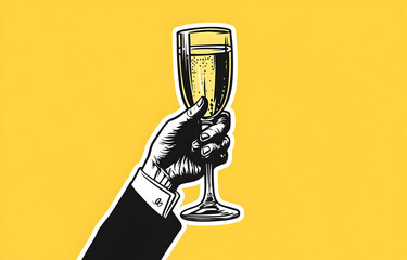 Hand Holding a Glass of Champagne.