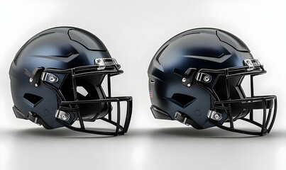 Fototapeta premium Two American Football Helmets on White Background.