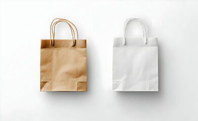 Brown and White Paper Bags Mockup.
