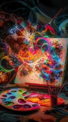 Fototapeta premium Dreamscape Series. Interplay of colorful fractal paint and lights on the subject of art, abstraction and creativity
