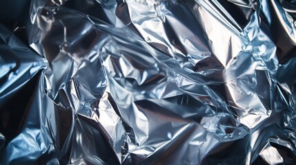 Abstract Crumpled Silver Foil Texture