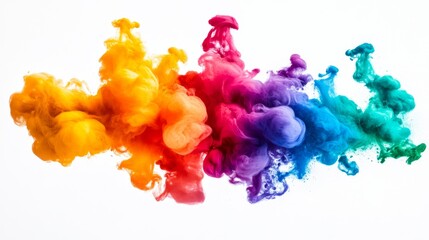 Abstract colorful ink swirls isolated on a white background.