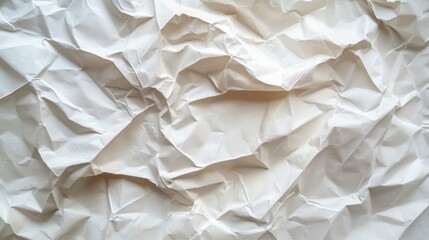 Obraz premium Crumpled White Paper Texture with Creases and Folds