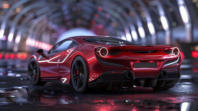A red sports car  hyper realistic, Generative AI illustrations. 