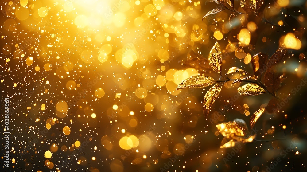 Poster abstract nature bokeh background golden heaven light blurred background from nature with sun splash 