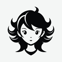 girl head and hair silhouette art