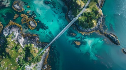 A bird's-eye view of confident bridge connects to the islands, Generative AI illustrations.