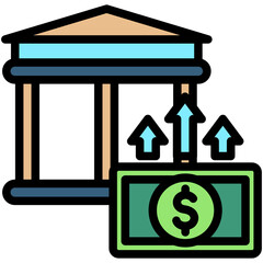 Bank Deposit lineal multi color icon, use for business, finance, education theme. best for modern concept, UI or UX kit, web and app development